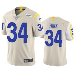 Finest Los Angeles Rams #34 Jake Funk Men's Vapor Limited NFL Jersey - Bone