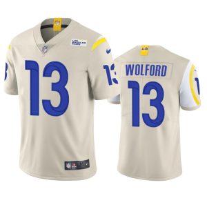 Outstanding Los Angeles Rams #13 John Wolford Men's Vapor Limited NFL Jersey - Bone