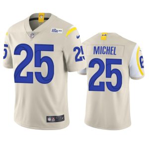 High quality Los Angeles Rams #25 Sony Michel Men's Vapor Limited NFL Jersey - Bone