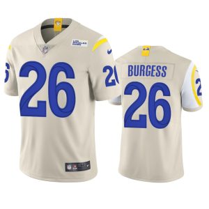 Gorgeous Los Angeles Rams #26 Terrell Burgess Men's Vapor Limited NFL Jersey - Bone