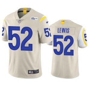 Outstanding Los Angeles Rams #52 Terrell Lewis Men's Vapor Limited NFL Jersey - Bone
