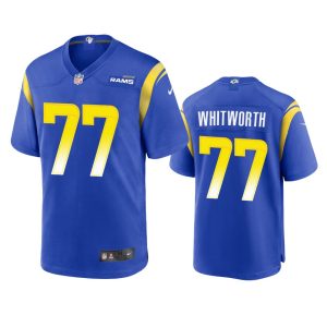Superb Los Angeles Rams #77 Andrew Whitworth Men's Game NFL Jersey - Royal