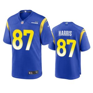 Superb Los Angeles Rams #87 Jacob Harris Men's Game NFL Jersey - Royal