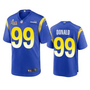 Superb Los Angeles Rams #99 Aaron Donald Men's Super Bowl LVI Patch Game NFL Jersey - Royal
