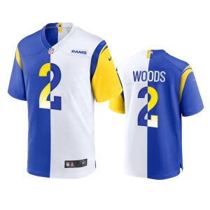 Gorgeous Los Angeles Rams #2 Robert Woods Men's Royal White Split Game NFL Limited Jersey