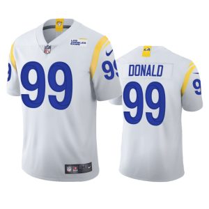 Exceptional Los Angeles Rams #99 Aaron Donald Men's 2021 Vapor Limited NFL Jersey - White