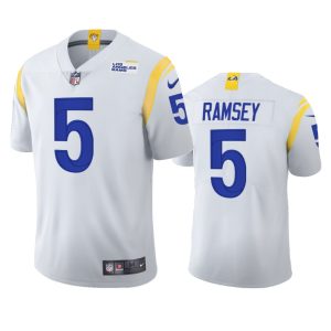Exquisite Los Angeles Rams #5 Jalen Ramsey Men's 2021 Vapor Limited NFL Jersey - White