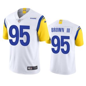 Superior Los Angeles Rams #95 Bobby Brown III Men's Alternate Vapor Limited NFL Jersey - White