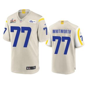 Premium Los Angeles Rams #77 Andrew Whitworth Men's Super Bowl LVI Patch Game NFL Jersey - Bone