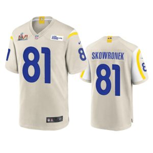 Superb Los Angeles Rams #81 Ben Skowronek Men's Super Bowl LVI Patch Game NFL Jersey - Bone