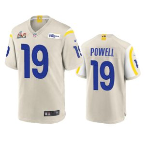 Outstanding Los Angeles Rams #19 Brandon Powell Men's Super Bowl LVI Patch Game NFL Jersey - Bone