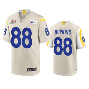 Premium Los Angeles Rams #88 Brycen Hopkins Men's Super Bowl LVI Patch Game NFL Jersey - Bone