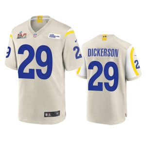 Superior Los Angeles Rams #29 Eric Dickerson Men's Super Bowl LVI Patch Game NFL Jersey - Bone