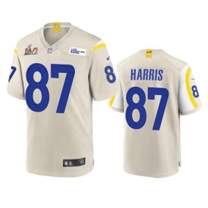 Superior Los Angeles Rams #87 Jacob Harris Men's Super Bowl LVI Patch Game NFL Jersey - Bone