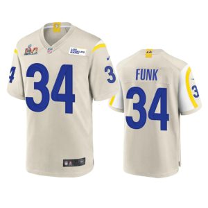 Premium Los Angeles Rams #34 Jake Funk Men's Super Bowl LVI Patch Game NFL Jersey - Bone