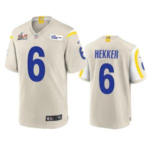 Finest Los Angeles Rams #6 Johnny Hekker Men's Super Bowl LVI Patch Game NFL Jersey - Bone