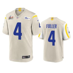 Gorgeous Los Angeles Rams #4 Jordan Fuller Men's Super Bowl LVI Patch Game NFL Jersey - Bone