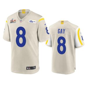 Gorgeous Los Angeles Rams #8 Matt Gay Men's Super Bowl LVI Patch Game NFL Jersey - Bone