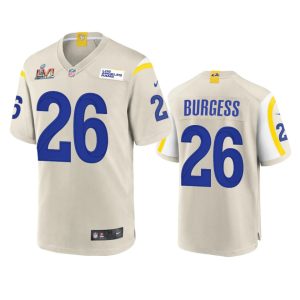 Gorgeous Los Angeles Rams #26 Terrell Burgess Men's Super Bowl LVI Patch Game NFL Jersey - Bone