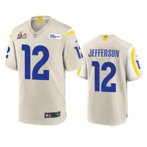 Finest Los Angeles Rams #12 Van Jefferson Men's Super Bowl LVI Patch Game NFL Jersey - Bone