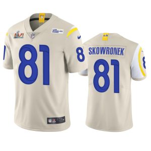 Superior Los Angeles Rams #81 Ben Skowronek Men's Super Bowl LVI Patch Vapor Limited NFL Jersey - Bone