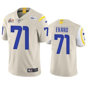 High quality Los Angeles Rams #71 Bobby Evans Men's Super Bowl LVI Patch Vapor Limited NFL Jersey - Bone
