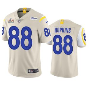 Superior Los Angeles Rams #88 Brycen Hopkins Men's Super Bowl LVI Patch Vapor Limited NFL Jersey - Bone