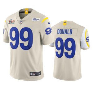 Marvelous Los Angeles Rams #99 Aaron Donald Men's Super Bowl LVI Patch Vapor Limited NFL Jersey - Bone