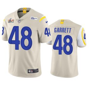 Gorgeous Los Angeles Rams #48 Chris Garrett Men's Super Bowl LVI Patch Vapor Limited NFL Jersey - Bone