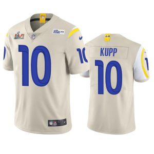 Gorgeous Los Angeles Rams #10 Cooper Kupp Men's Super Bowl LVI Patch Vapor Limited NFL Jersey - Bone