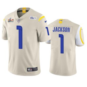 High quality Los Angeles Rams #1 Desean Jackson Men's Super Bowl LVI Patch Vapor Limited NFL Jersey - Bone