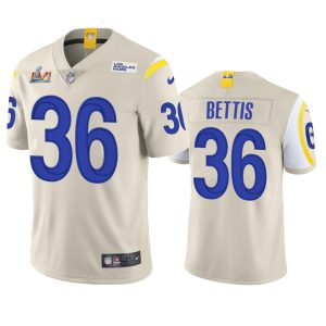 Finest Los Angeles Rams #36 Jerome Bettis Men's Super Bowl LVI Patch Vapor Limited NFL Jersey - Bone