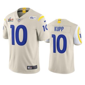Superior Los Angeles Rams #10 Cooper Kupp Men's Super Bowl LVI Patch Vapor Limited NFL Jersey - Bone