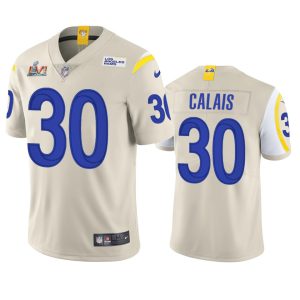 Exceptional Los Angeles Rams #30 Raymond Calais Men's Super Bowl LVI Patch Vapor Limited NFL Jersey - Bone
