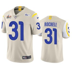 Outstanding Los Angeles Rams #31 Robert Rochell Men's Super Bowl LVI Patch Vapor Limited NFL Jersey - Bone