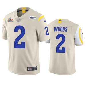 Marvelous Los Angeles Rams #2 Robert Woods Men's Super Bowl LVI Patch Vapor Limited NFL Jersey - Bone