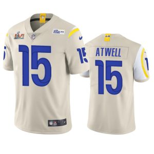 Superior Los Angeles Rams #15 Tutu Atwell Men's Super Bowl LVI Patch Vapor Limited NFL Jersey - Bone