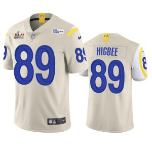High quality Los Angeles Rams #89 Tyler Higbee Men's Super Bowl LVI Patch Vapor Limited NFL Jersey - Bone