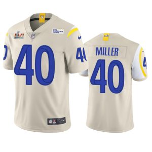 Superb Los Angeles Rams #40 Von Miller Men's Super Bowl LVI Patch Vapor Limited NFL Jersey - Bone
