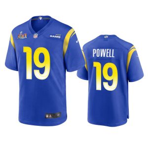 High quality Los Angeles Rams #19 Brandon Powell Men's Super Bowl LVI Patch Game NFL Jersey - Royal