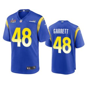 High quality Los Angeles Rams #48 Chris Garrett Men's Super Bowl LVI Patch Game NFL Jersey - Royal