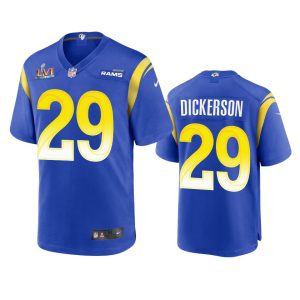 Premium Los Angeles Rams #29 Eric Dickerson Men's Super Bowl LVI Patch Game NFL Jersey - Royal